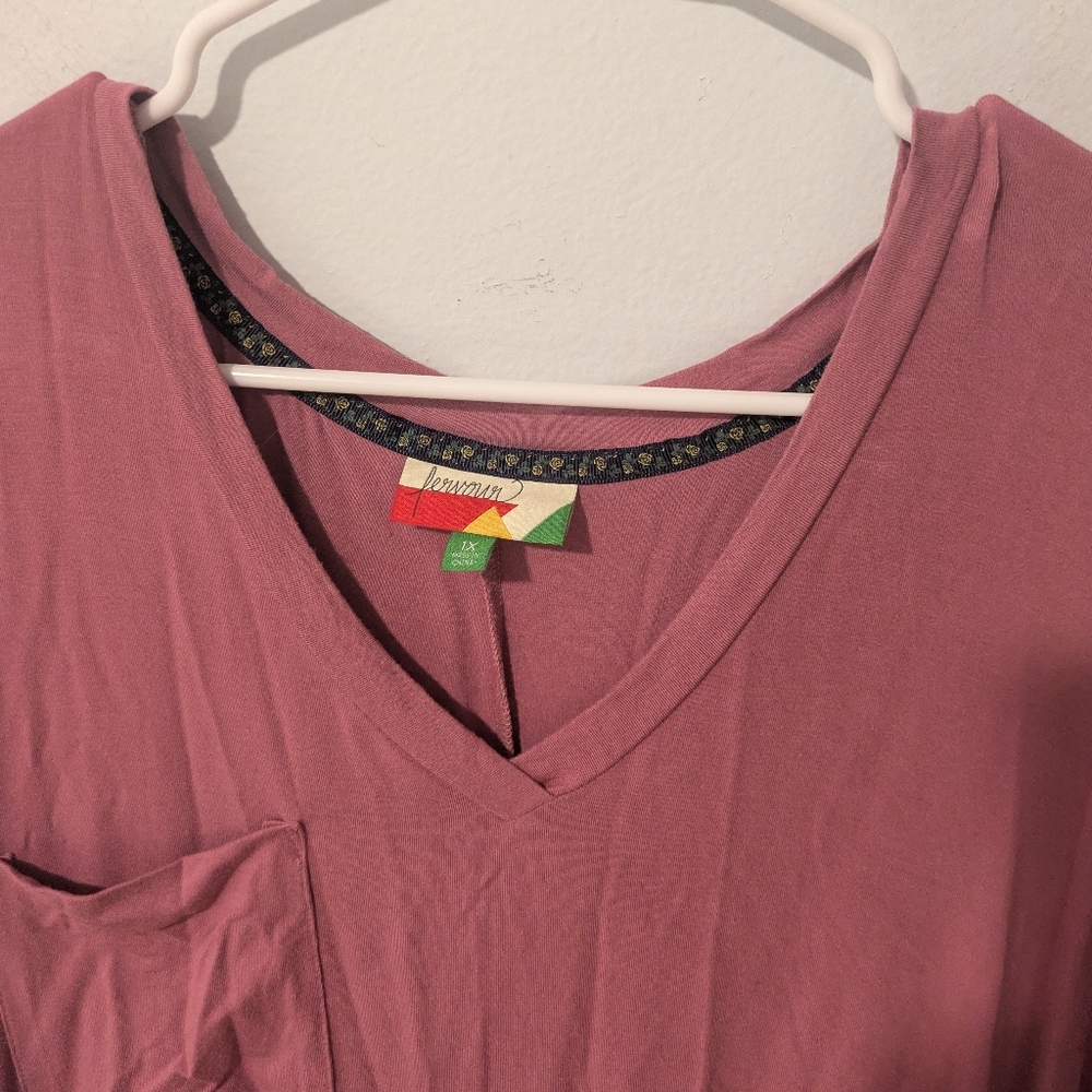 ModCloth Fervour A Crush on Casual Rose Pink Short Sleeve V-Neck Tunic Size 1X - Picture 3 of 13